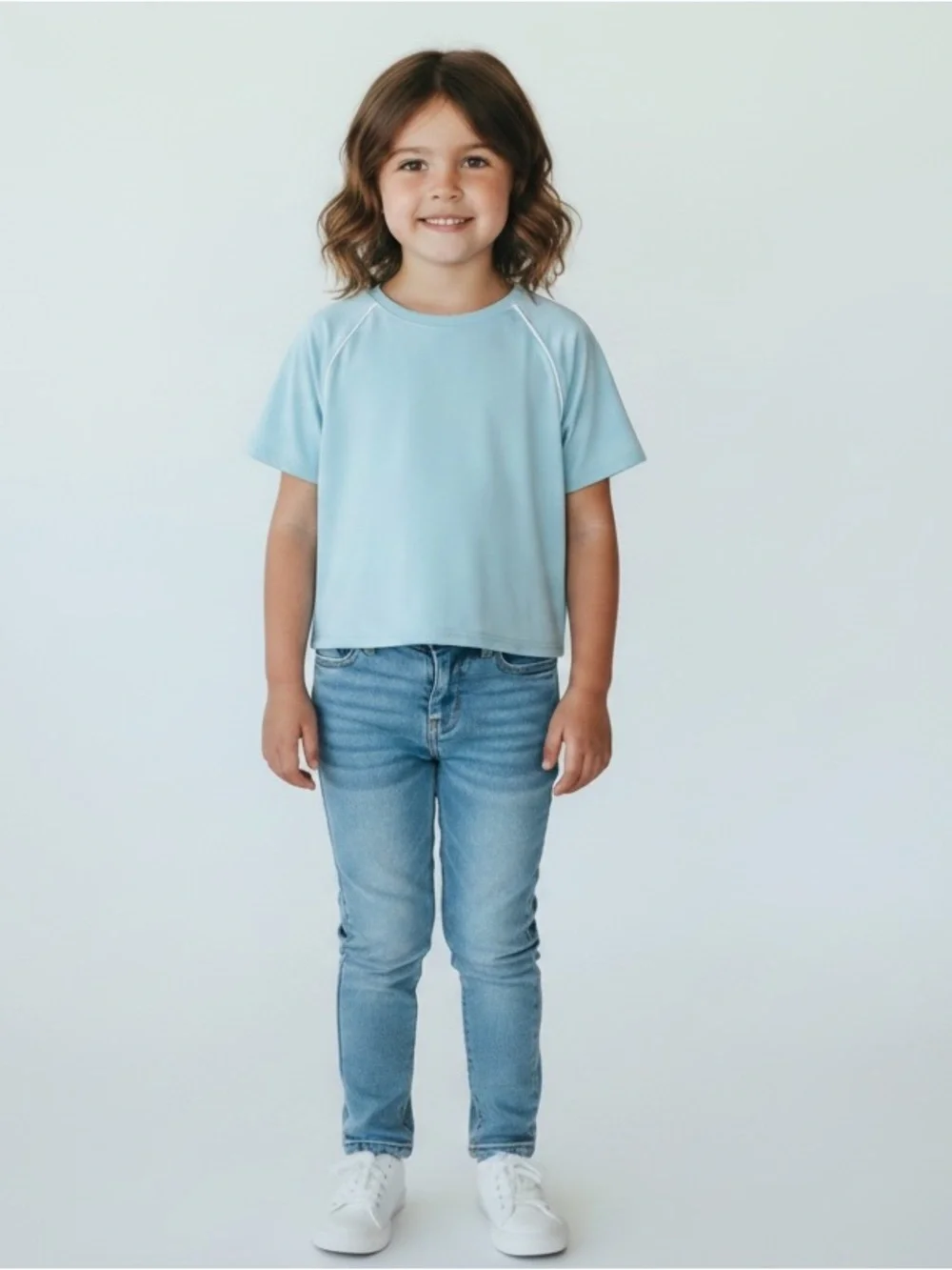 Members Mark Girls Light Blue Raglan Short Sleeve Tee NWT 7/8 Medium